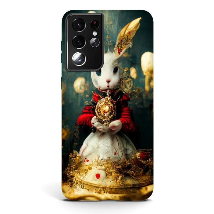Galaxy S21 ultra StrongFit white rabbit , Alice by haroulita
