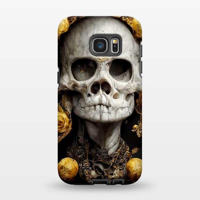 Galaxy S7 EDGE StrongFit yellow gold roses skull by haroulita