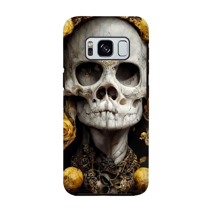 Galaxy S8 StrongFit yellow gold roses skull by haroulita