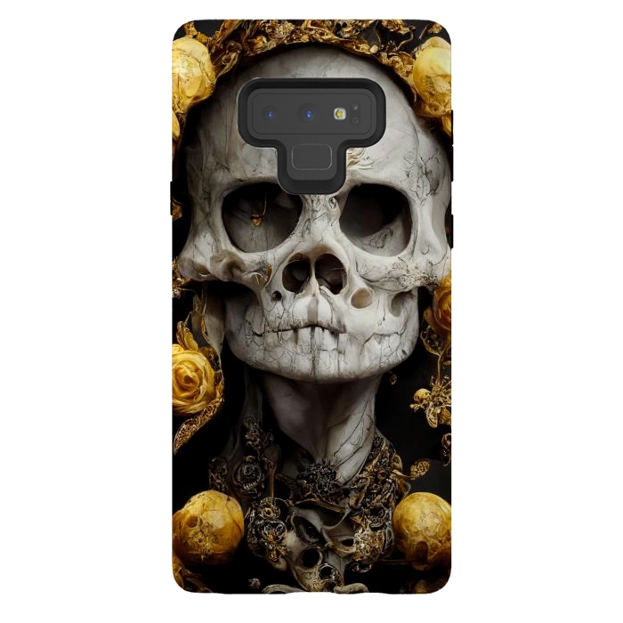 Galaxy Note 9 StrongFit yellow gold roses skull by haroulita