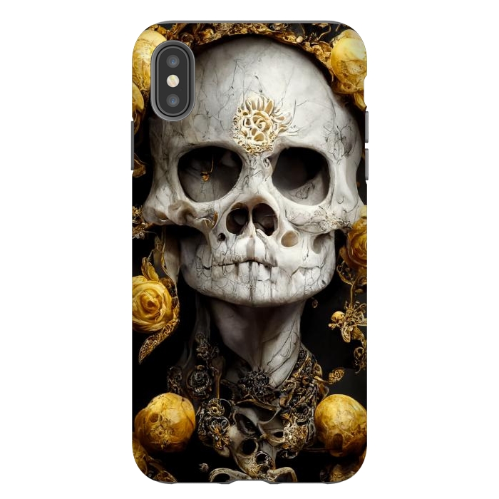 iPhone Xs Max StrongFit yellow gold roses skull by haroulita
