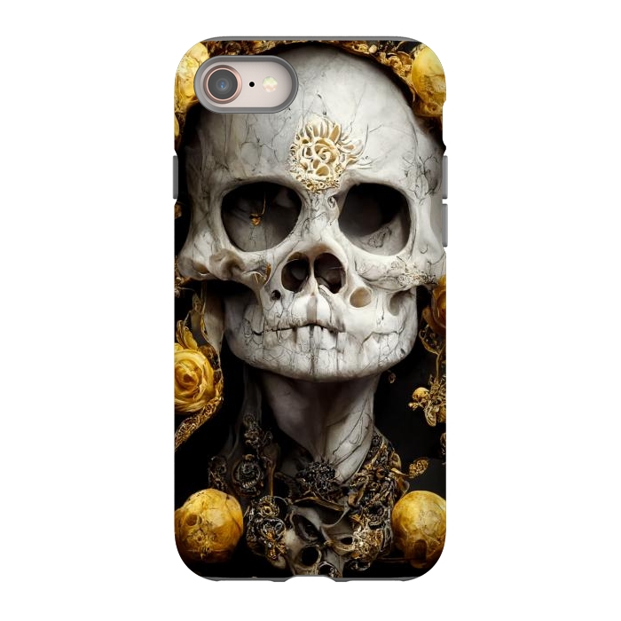 iPhone SE StrongFit yellow gold roses skull by haroulita