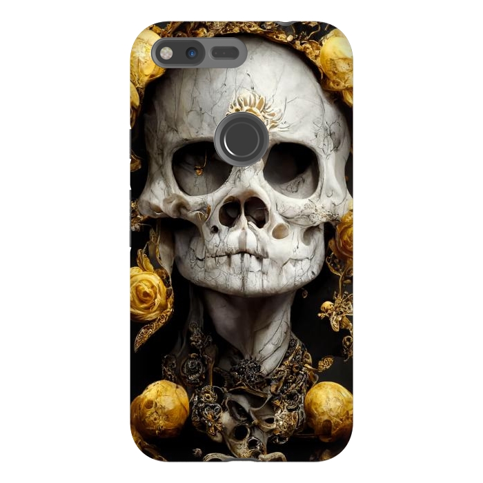 Pixel XL StrongFit yellow gold roses skull by haroulita