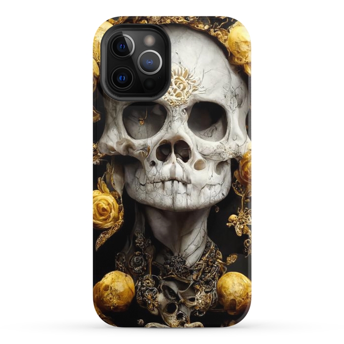 iPhone 12 Pro StrongFit yellow gold roses skull by haroulita