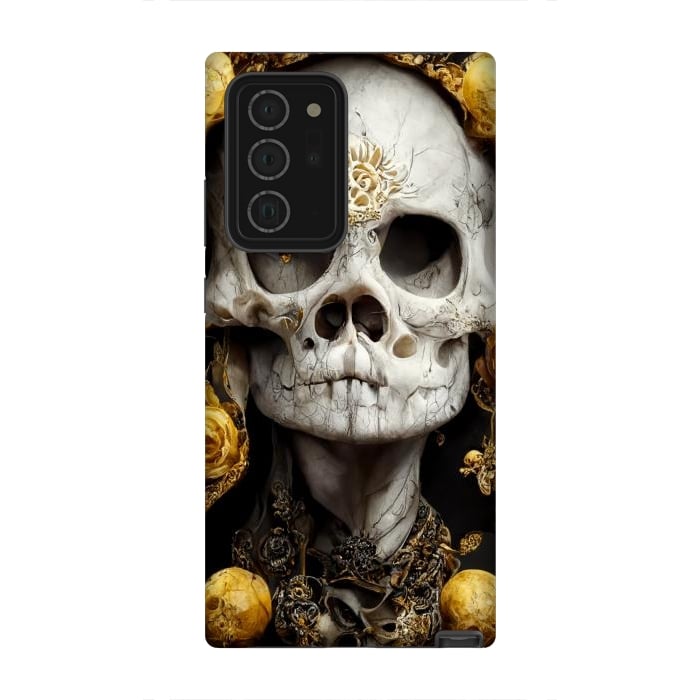 Galaxy Note 20 Ultra StrongFit yellow gold roses skull by haroulita