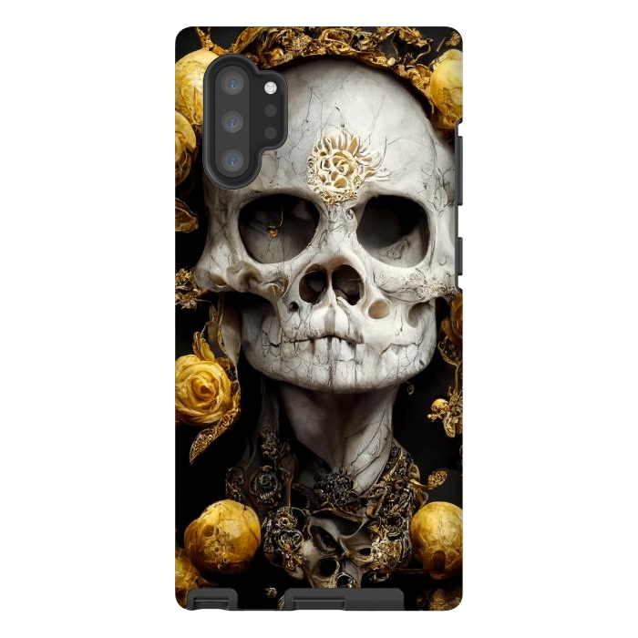 Galaxy Note 10 plus StrongFit yellow gold roses skull by haroulita