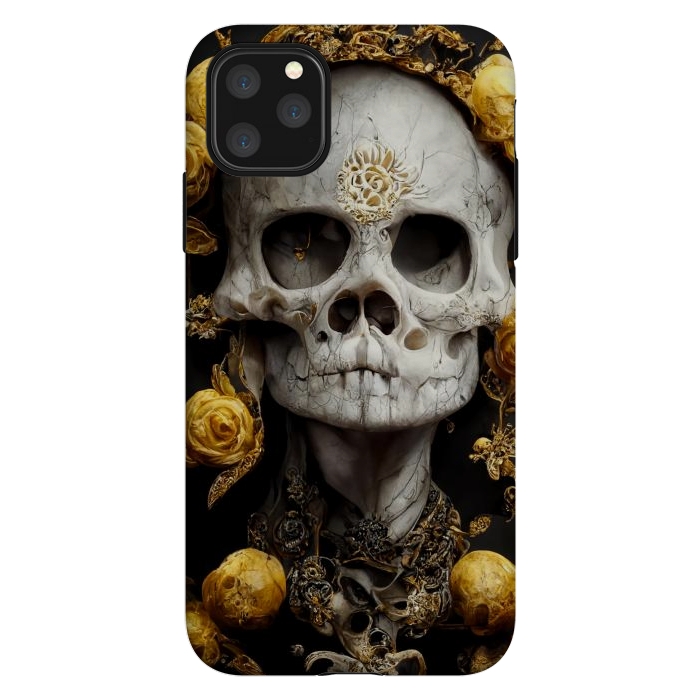 iPhone 11 Pro Max StrongFit yellow gold roses skull by haroulita