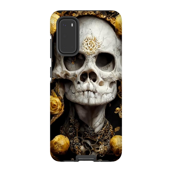 Galaxy S20 StrongFit yellow gold roses skull by haroulita