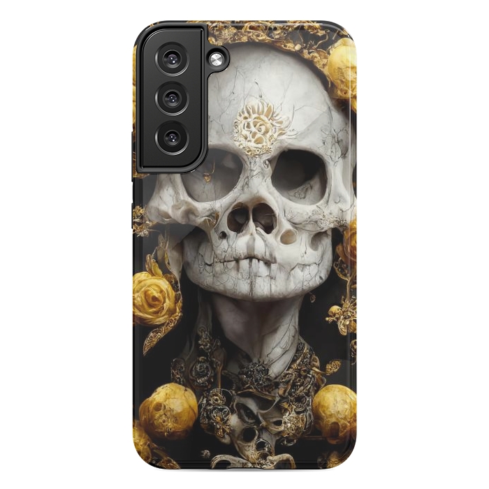 Galaxy S22 plus StrongFit yellow gold roses skull by haroulita