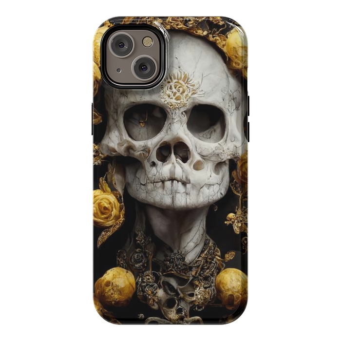 iPhone 14 Plus StrongFit yellow gold roses skull by haroulita