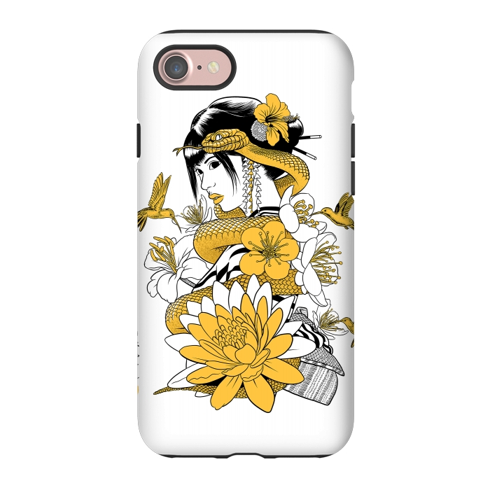 iPhone 7 StrongFit Yellow snake geisha by Alberto