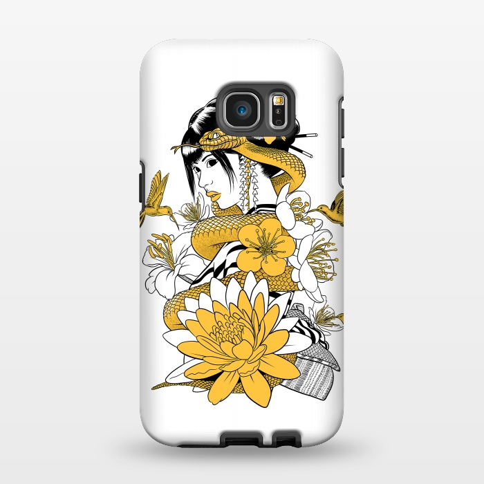 Galaxy S7 EDGE StrongFit Yellow snake geisha by Alberto