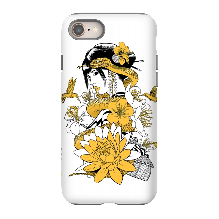 iPhone 8 StrongFit Yellow snake geisha by Alberto