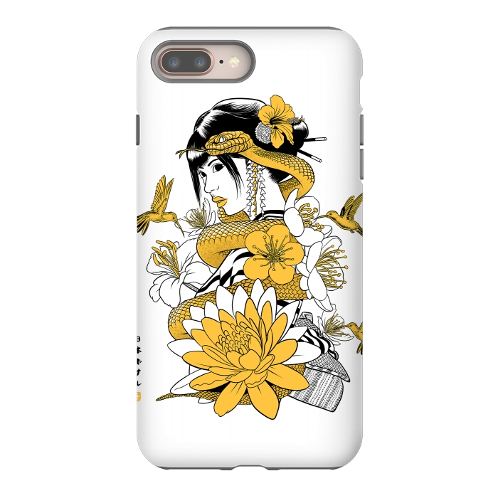 iPhone 8 plus StrongFit Yellow snake geisha by Alberto