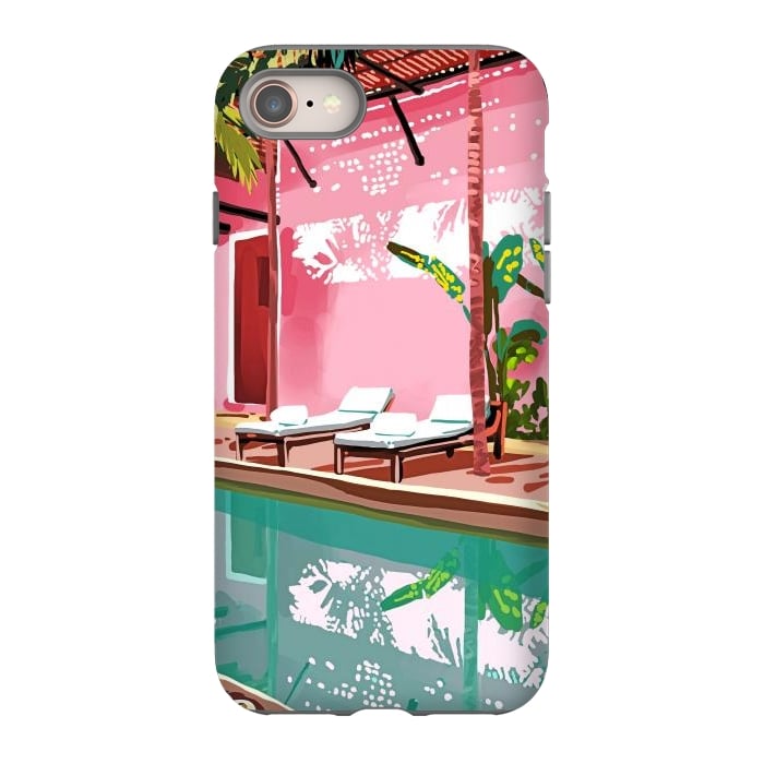 iPhone 8 StrongFit Vacay Villa | Blush Pink Summer Architecture | Tropical Travel Building | Palm Bohemian Resort by Uma Prabhakar Gokhale