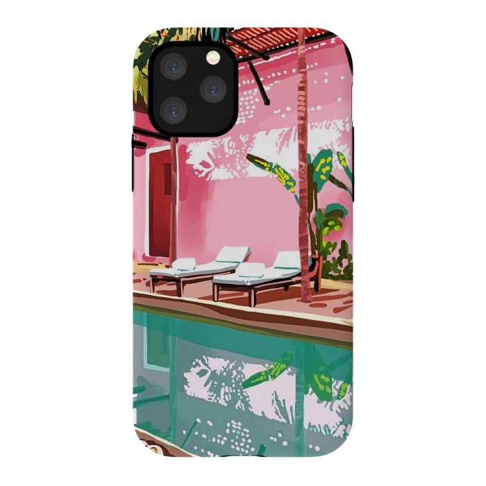 iPhone 11 Pro StrongFit Vacay Villa | Blush Pink Summer Architecture | Tropical Travel Building | Palm Bohemian Resort by Uma Prabhakar Gokhale