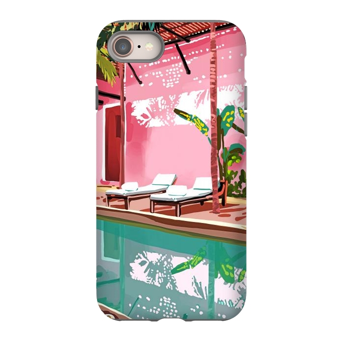 iPhone SE StrongFit Vacay Villa | Blush Pink Summer Architecture | Tropical Travel Building | Palm Bohemian Resort by Uma Prabhakar Gokhale