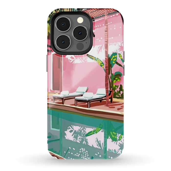 iPhone 13 pro StrongFit Vacay Villa | Blush Pink Summer Architecture | Tropical Travel Building | Palm Bohemian Resort by Uma Prabhakar Gokhale
