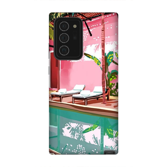 Galaxy Note 20 Ultra StrongFit Vacay Villa | Blush Pink Summer Architecture | Tropical Travel Building | Palm Bohemian Resort by Uma Prabhakar Gokhale