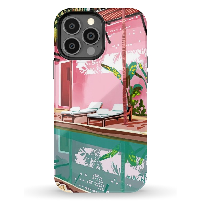 iPhone 13 Pro Max StrongFit Vacay Villa | Blush Pink Summer Architecture | Tropical Travel Building | Palm Bohemian Resort by Uma Prabhakar Gokhale