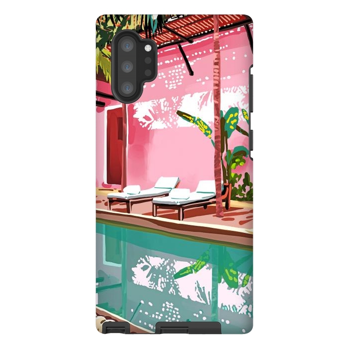 Galaxy Note 10 plus StrongFit Vacay Villa | Blush Pink Summer Architecture | Tropical Travel Building | Palm Bohemian Resort by Uma Prabhakar Gokhale
