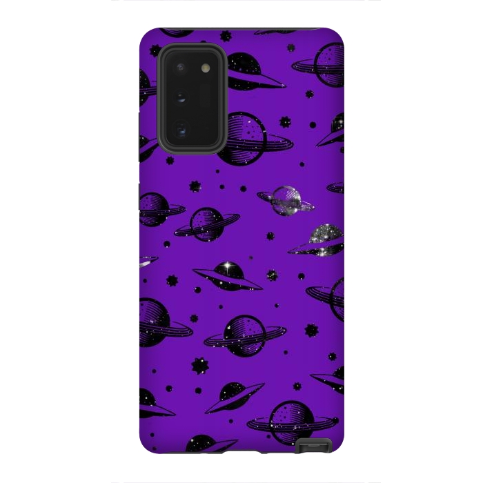 Galaxy Note 20 StrongFit Planets, stars space pattern on purple background by Oana 