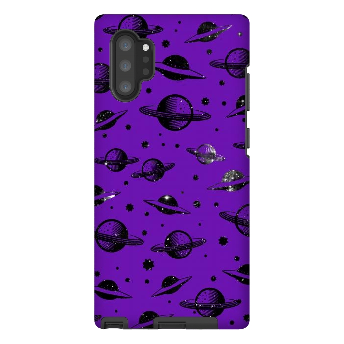Galaxy Note 10 plus StrongFit Planets, stars space pattern on purple background by Oana 