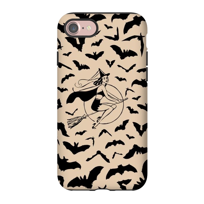 iPhone 7 StrongFit Retro Pin-up witch and bats - Halloween illustration by Oana 