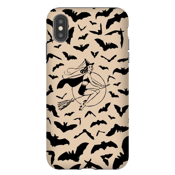 iPhone Xs Max StrongFit Retro Pin-up witch and bats - Halloween illustration by Oana 