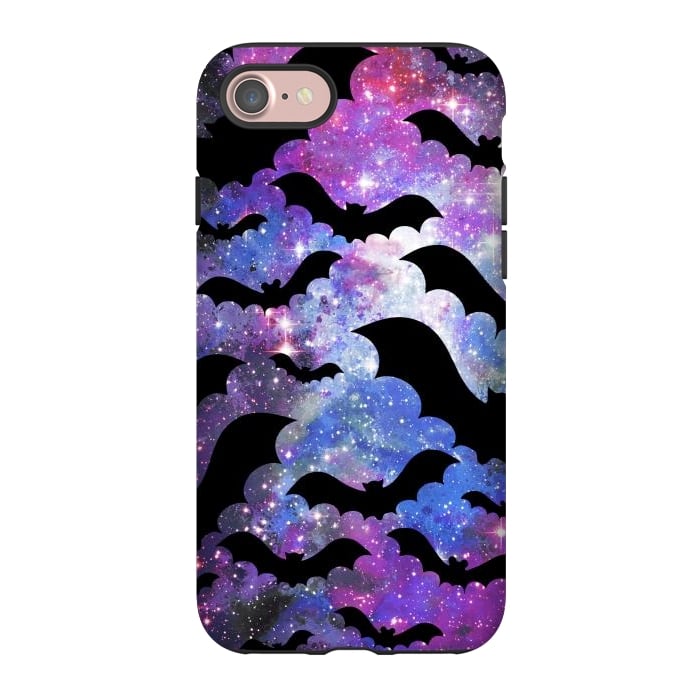 iPhone 7 StrongFit Flying bats and starry night sky - purple-blue night sky by Oana 