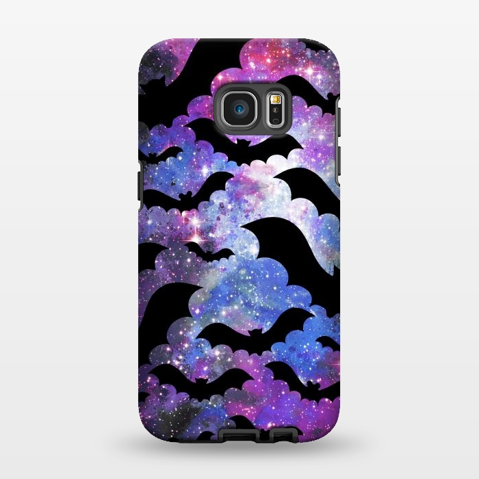 Galaxy S7 EDGE StrongFit Flying bats and starry night sky - purple-blue night sky by Oana 