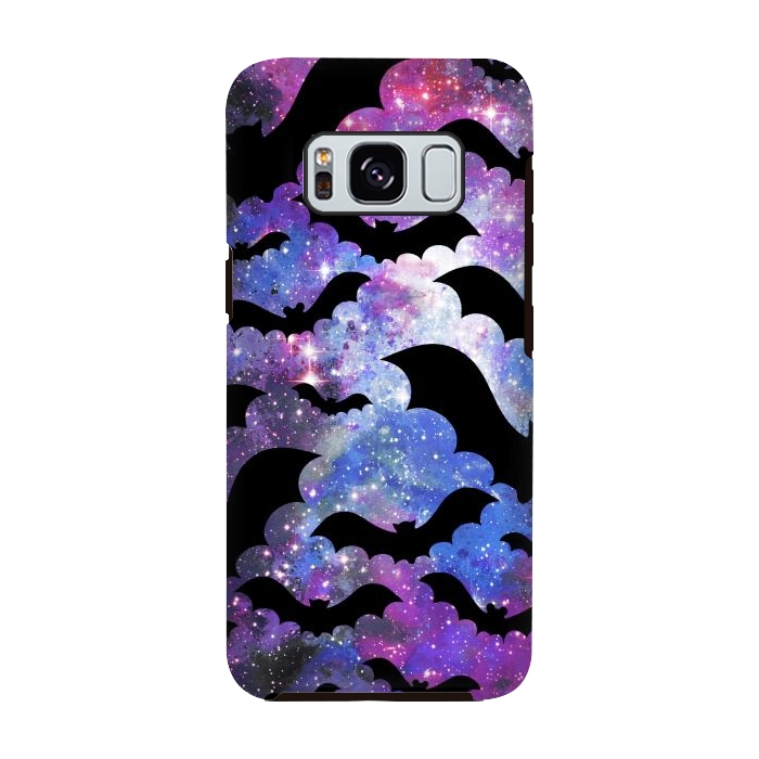 Galaxy S8 StrongFit Flying bats and starry night sky - purple-blue night sky by Oana 