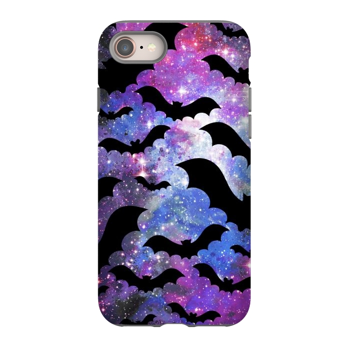 iPhone 8 StrongFit Flying bats and starry night sky - purple-blue night sky by Oana 