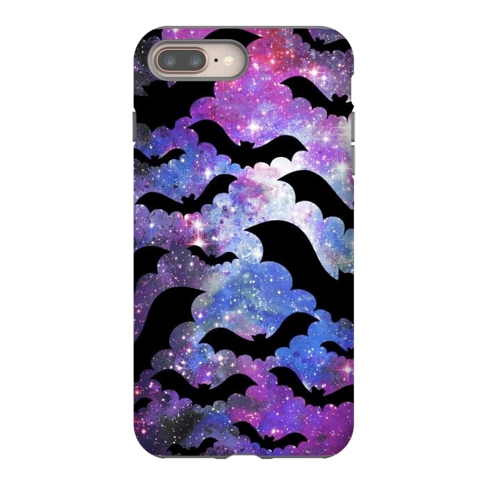 iPhone 8 plus StrongFit Flying bats and starry night sky - purple-blue night sky by Oana 