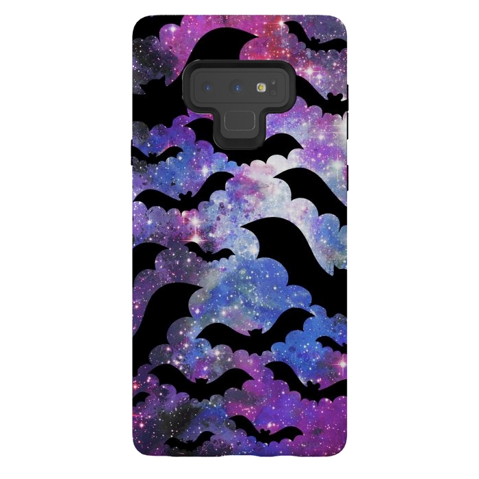 Galaxy Note 9 StrongFit Flying bats and starry night sky - purple-blue night sky by Oana 
