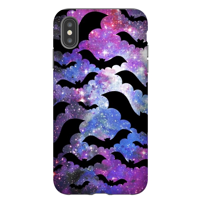 iPhone Xs Max StrongFit Flying bats and starry night sky - purple-blue night sky by Oana 
