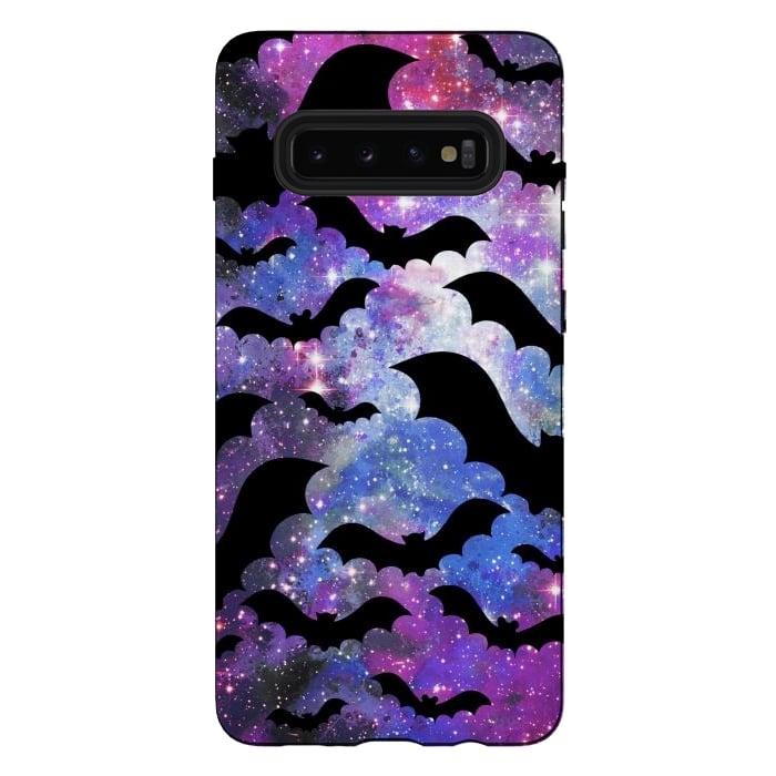 Galaxy S10 plus StrongFit Flying bats and starry night sky - purple-blue night sky by Oana 