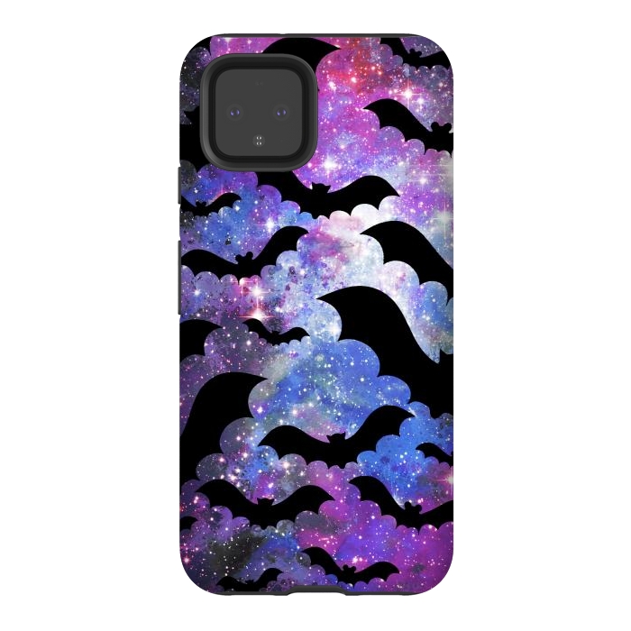 Pixel 4 StrongFit Flying bats and starry night sky - purple-blue night sky by Oana 