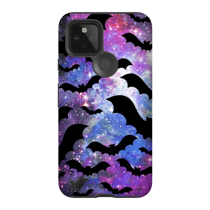 Pixel 5 StrongFit Flying bats and starry night sky - purple-blue night sky by Oana 