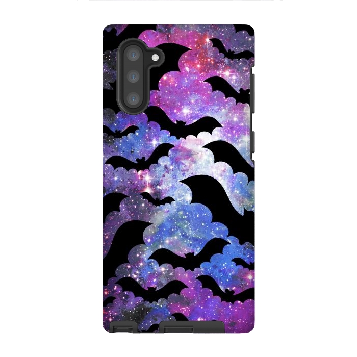 Galaxy Note 10 StrongFit Flying bats and starry night sky - purple-blue night sky by Oana 