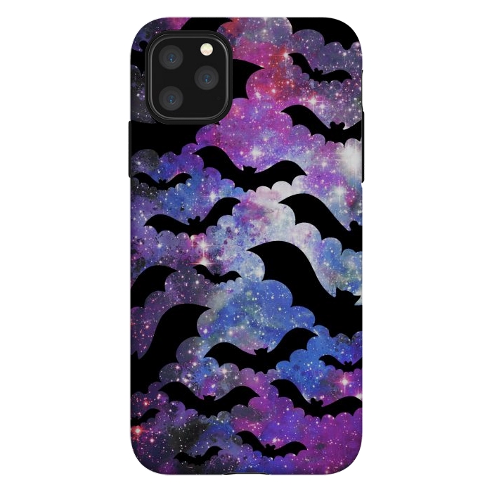 iPhone 11 Pro Max StrongFit Flying bats and starry night sky - purple-blue night sky by Oana 