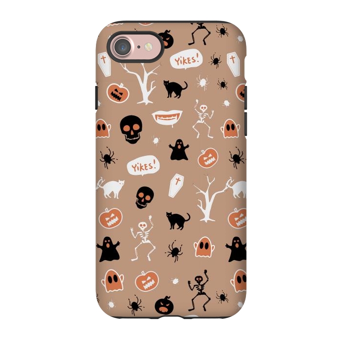 iPhone 7 StrongFit Halloween Monster pattern - cute Halloween stickers - skull, pumpkin, black cat, ghost by Oana 