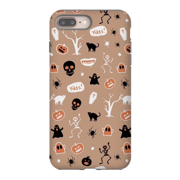 iPhone 7 plus StrongFit Halloween Monster pattern - cute Halloween stickers - skull, pumpkin, black cat, ghost by Oana 