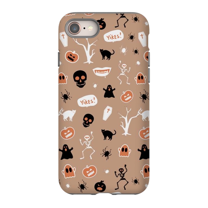 iPhone 8 StrongFit Halloween Monster pattern - cute Halloween stickers - skull, pumpkin, black cat, ghost by Oana 