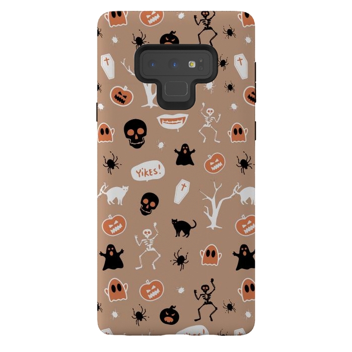 Galaxy Note 9 StrongFit Halloween Monster pattern - cute Halloween stickers - skull, pumpkin, black cat, ghost by Oana 