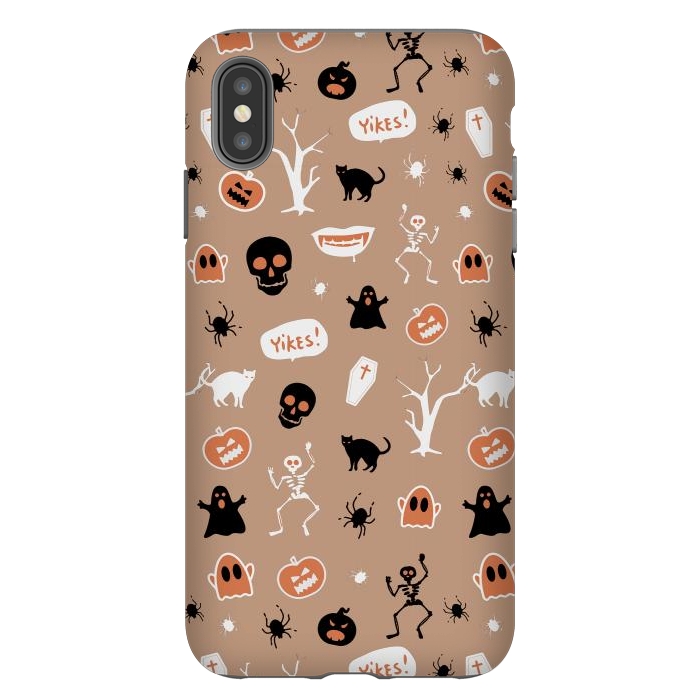 iPhone Xs Max StrongFit Halloween Monster pattern - cute Halloween stickers - skull, pumpkin, black cat, ghost by Oana 