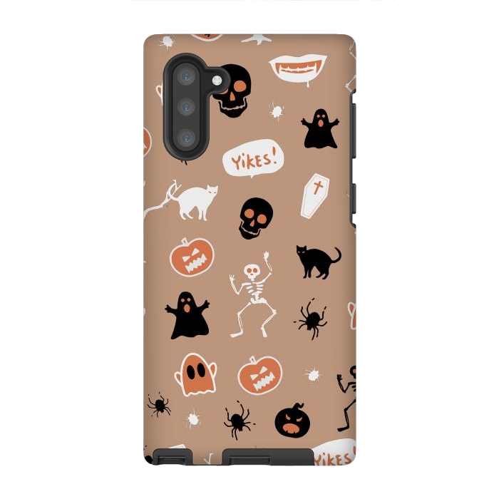 Galaxy Note 10 StrongFit Halloween Monster pattern - cute Halloween stickers - skull, pumpkin, black cat, ghost by Oana 