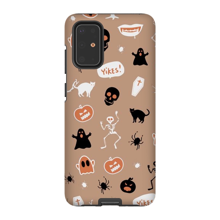 Galaxy S20 Plus StrongFit Halloween Monster pattern - cute Halloween stickers - skull, pumpkin, black cat, ghost by Oana 