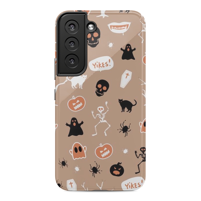 Galaxy S22 StrongFit Halloween Monster pattern - cute Halloween stickers - skull, pumpkin, black cat, ghost by Oana 