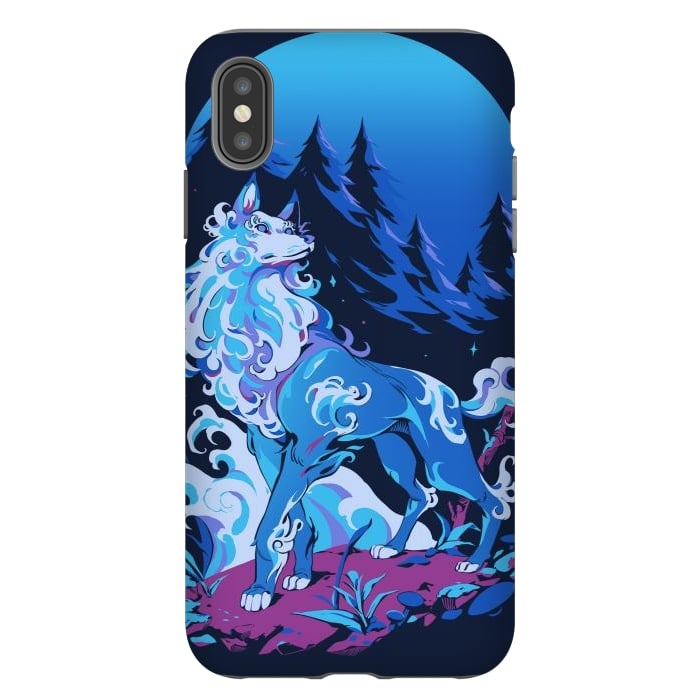 iPhone Xs Max StrongFit Spiritual Aqua Wolf by Ilustrata